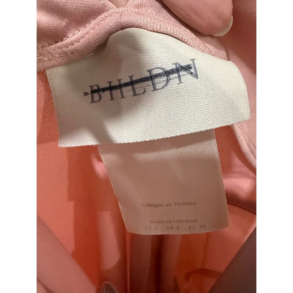 BHLDN Hudson Satin Charmeuse Dress 4 Blush‎ Pink Tie Shoulder V-Neck Midi Formal